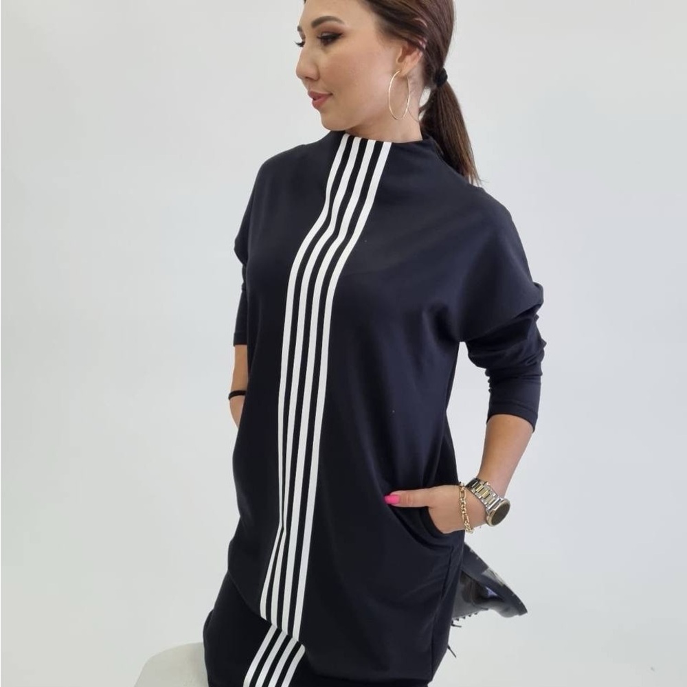 Black and White Striped Long Sleeve Top new dress